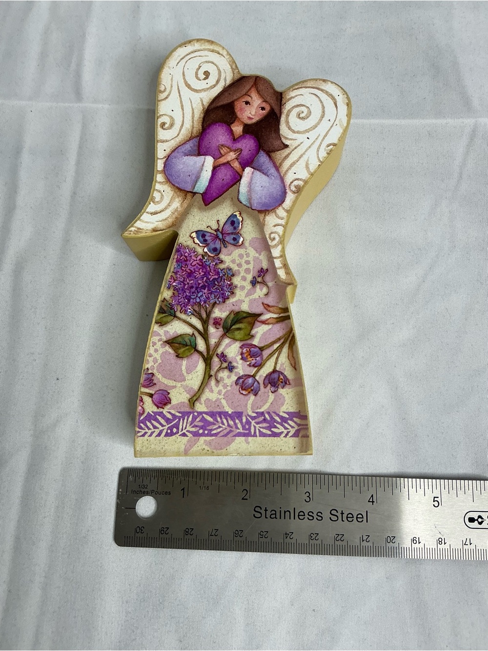 0002 - Decorative Angel Wall Accent in Purple and Cream - Picture 4 of 7